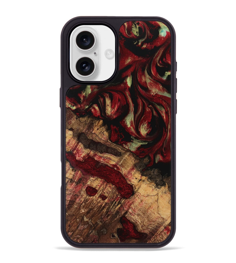 iPhone 16 Plus Wood Phone Case - Alvinia (Red, 741645)