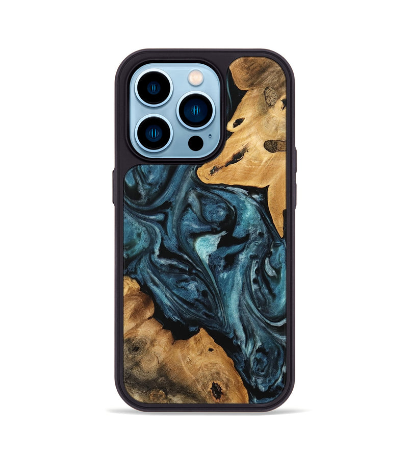 iPhone 14 Pro Wood Phone Case - Roena (Blue, 741647)