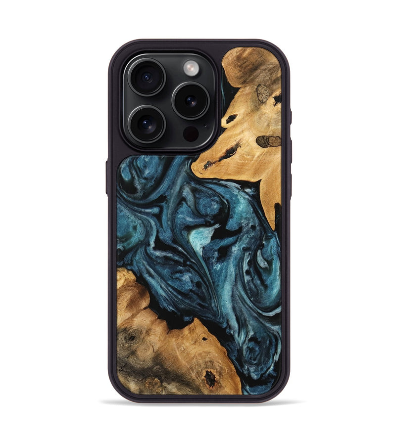 iPhone 15 Pro Wood Phone Case - Roena (Blue, 741647)