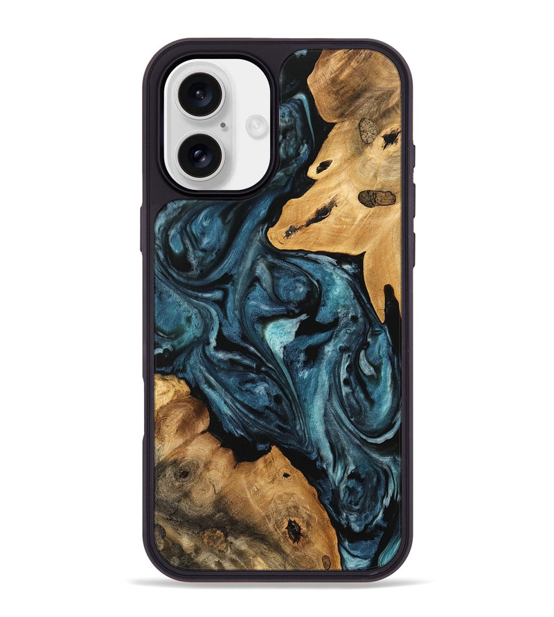 iPhone 16 Plus Wood Phone Case - Roena (Blue, 741647)