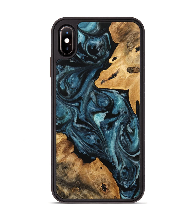 iPhone Xs Max Wood Phone Case - Roena (Blue, 741647)