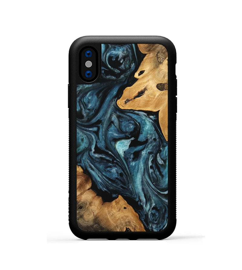 iPhone Xs Wood Phone Case - Roena (Blue, 741647)