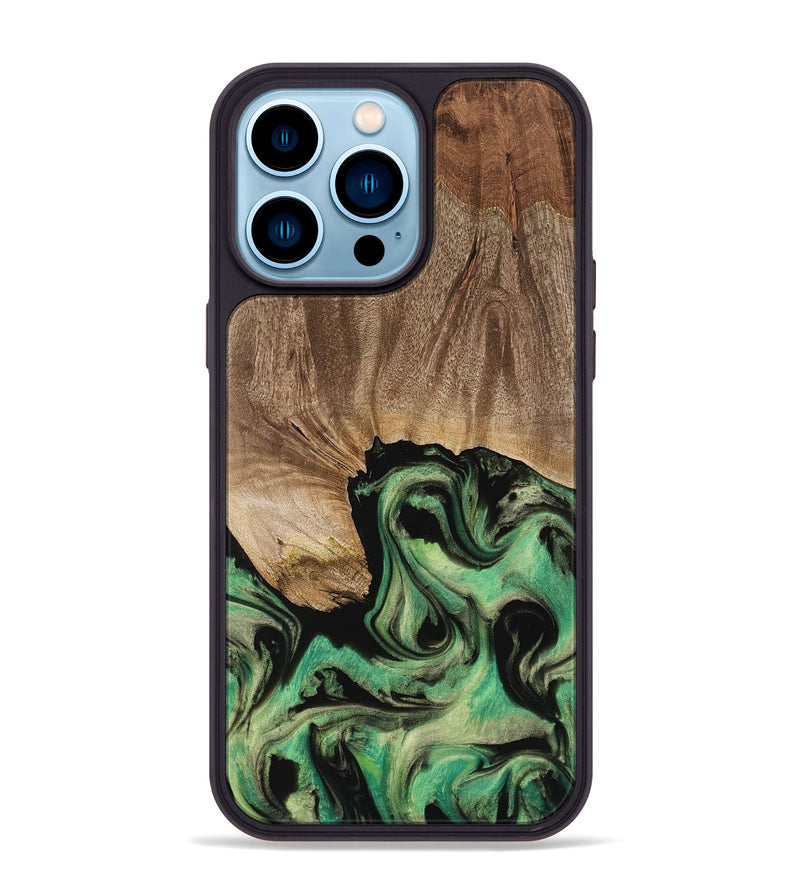 iPhone 14 Pro Max Wood Phone Case - Adele (Green, 741700)