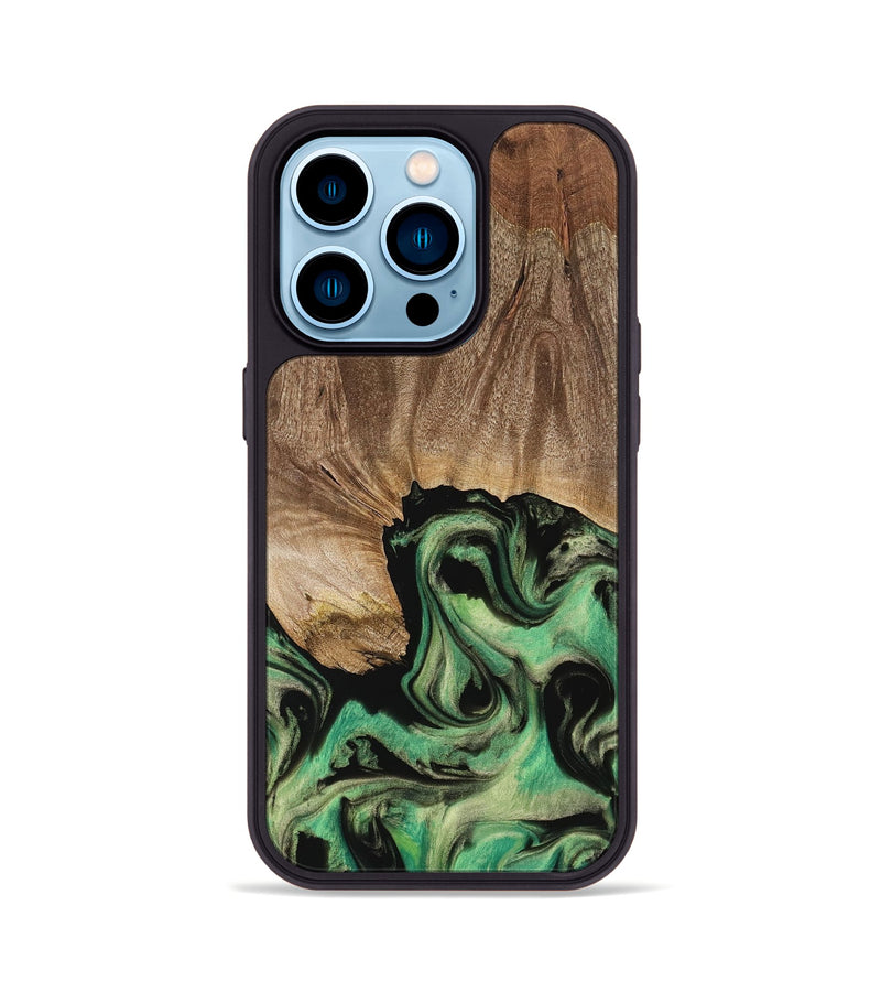 iPhone 14 Pro Wood Phone Case - Adele (Green, 741700)