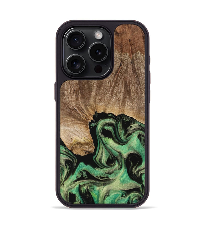 iPhone 15 Pro Wood Phone Case - Adele (Green, 741700)