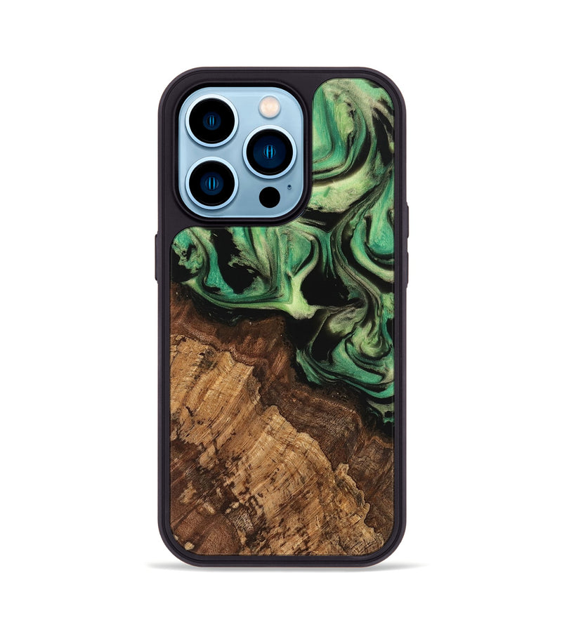 iPhone 14 Pro Wood Phone Case - Kaeden (Green, 741728)