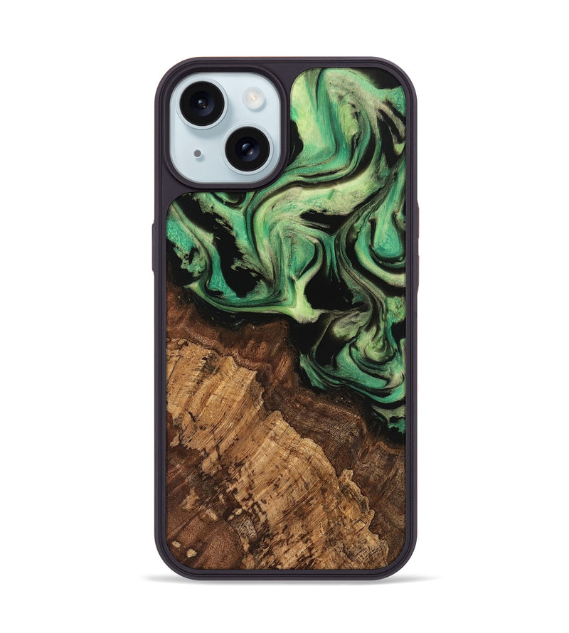 iPhone 15 Wood Phone Case - Kaeden (Green, 741728)