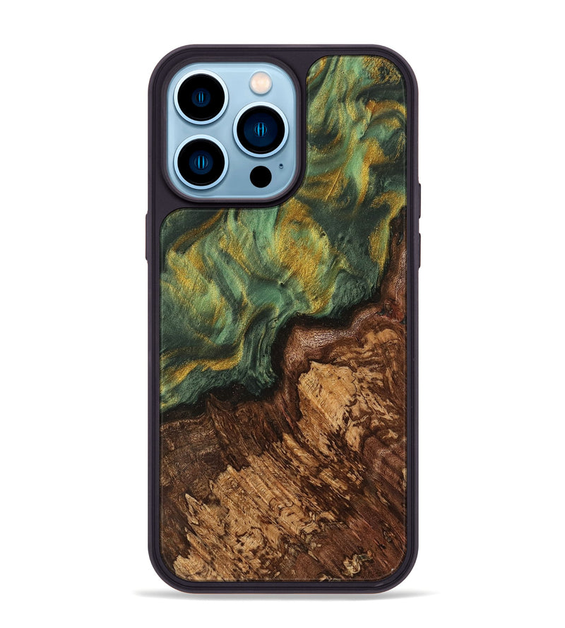 iPhone 14 Pro Max Wood Phone Case - Sinara (Green, 741733)