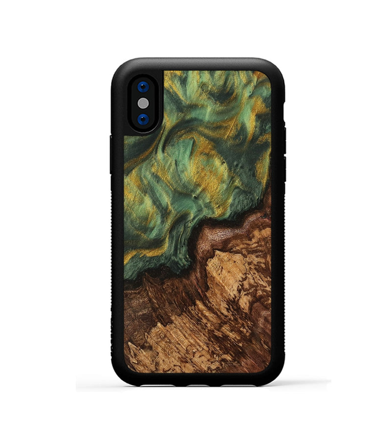 iPhone Xs Wood Phone Case - Sinara (Green, 741733)