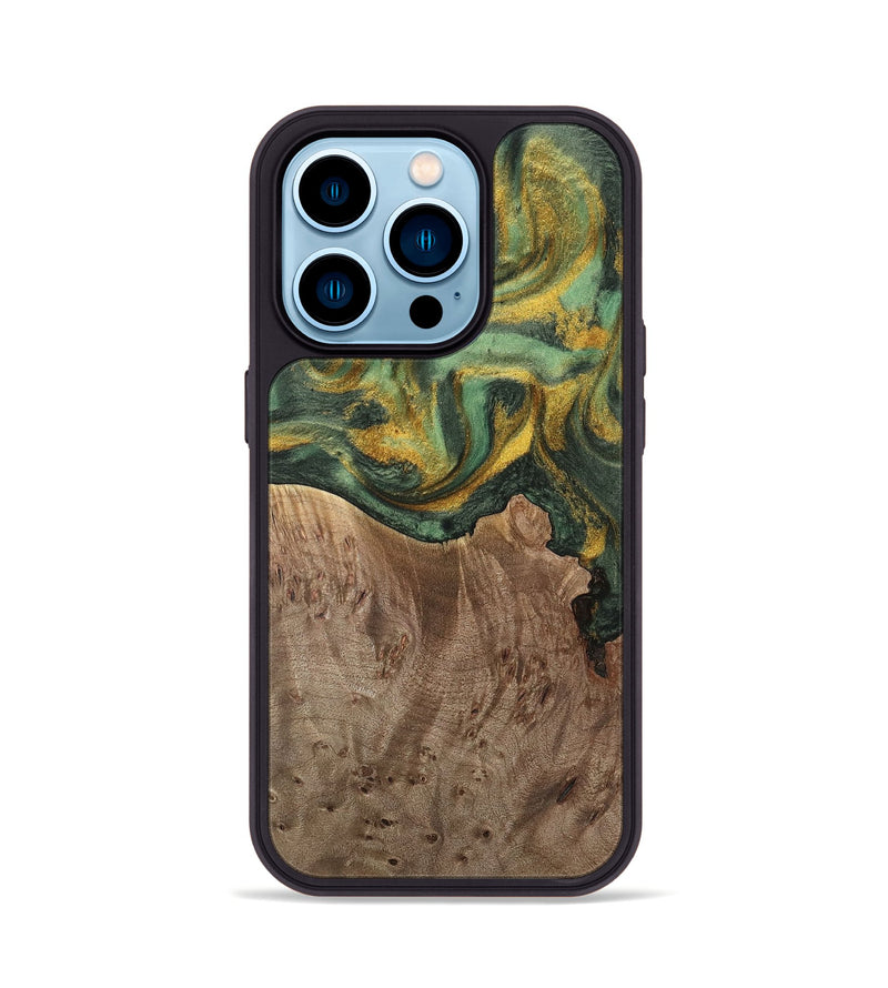 iPhone 14 Pro Wood Phone Case - Rocio (Green, 741748)