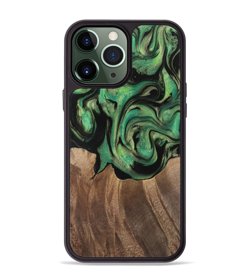 iPhone 13 Pro Max Wood Phone Case - Junina (Green, 741760)