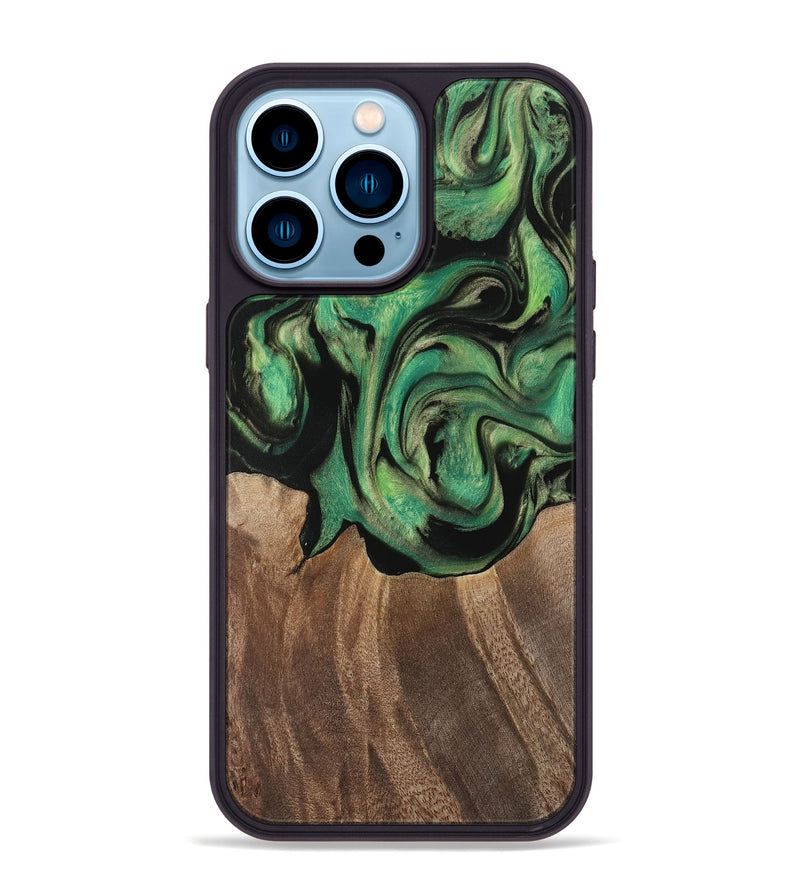 iPhone 14 Pro Max Wood Phone Case - Junina (Green, 741760)