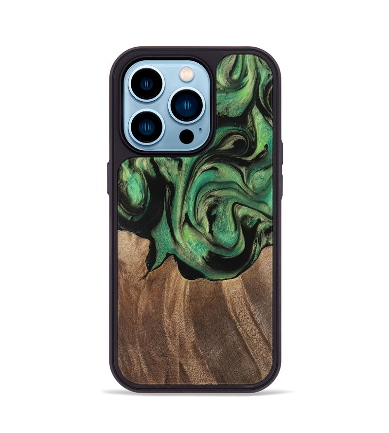 iPhone 14 Pro Wood Phone Case - Junina (Green, 741760)