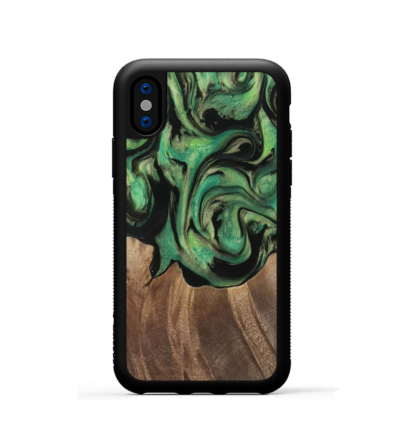 iPhone Xs Wood Phone Case - Junina (Green, 741760)