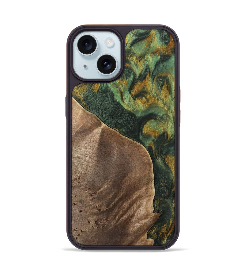 iPhone 15 Wood Phone Case - Adrie (Green, 741762)