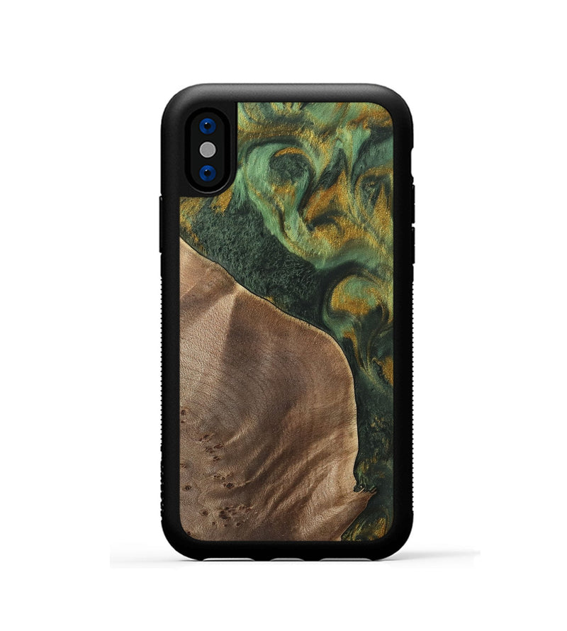 iPhone Xs Wood Phone Case - Adrie (Green, 741762)