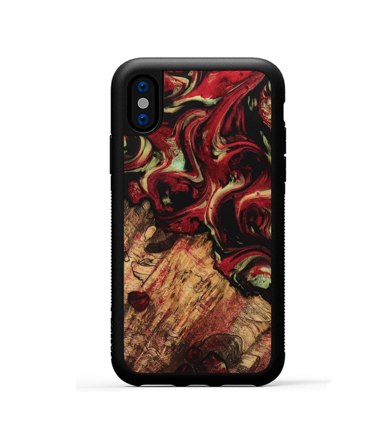 iPhone Xs Wood Phone Case - Purl (Red, 741763)