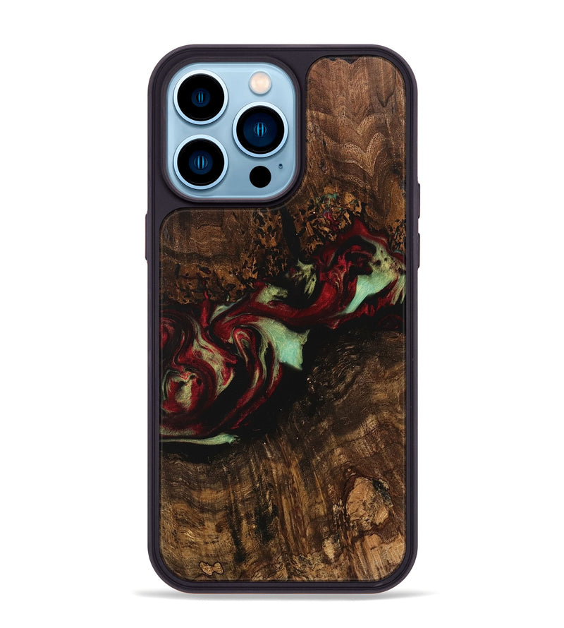 iPhone 14 Pro Max Wood Phone Case - Britni (Red, 741774)