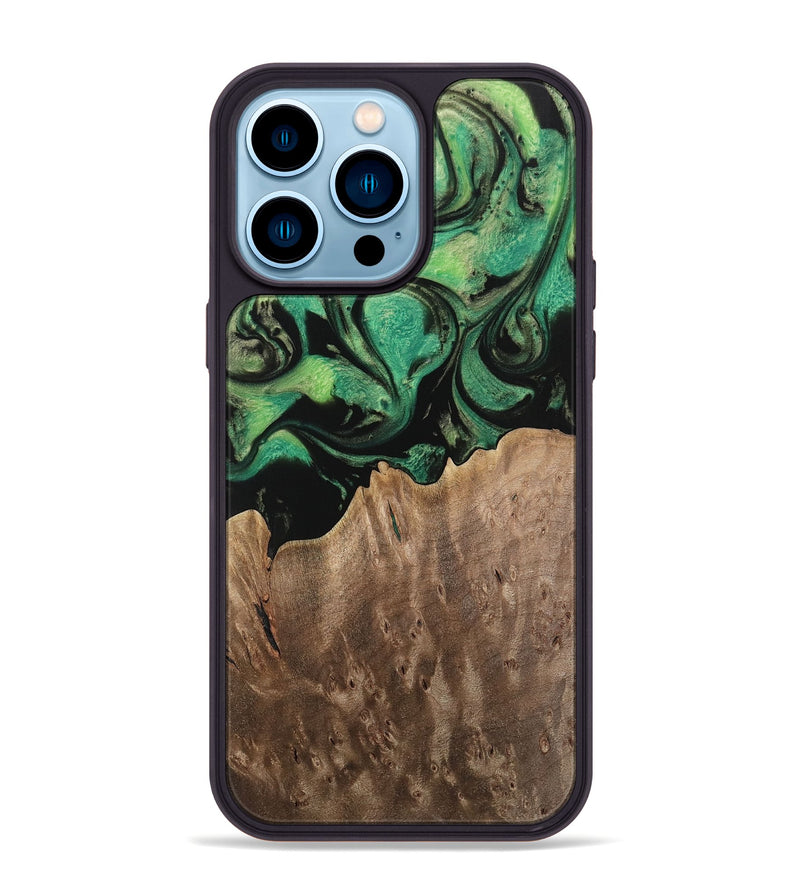 iPhone 14 Pro Max Wood Phone Case - Odille (Green, 741781)