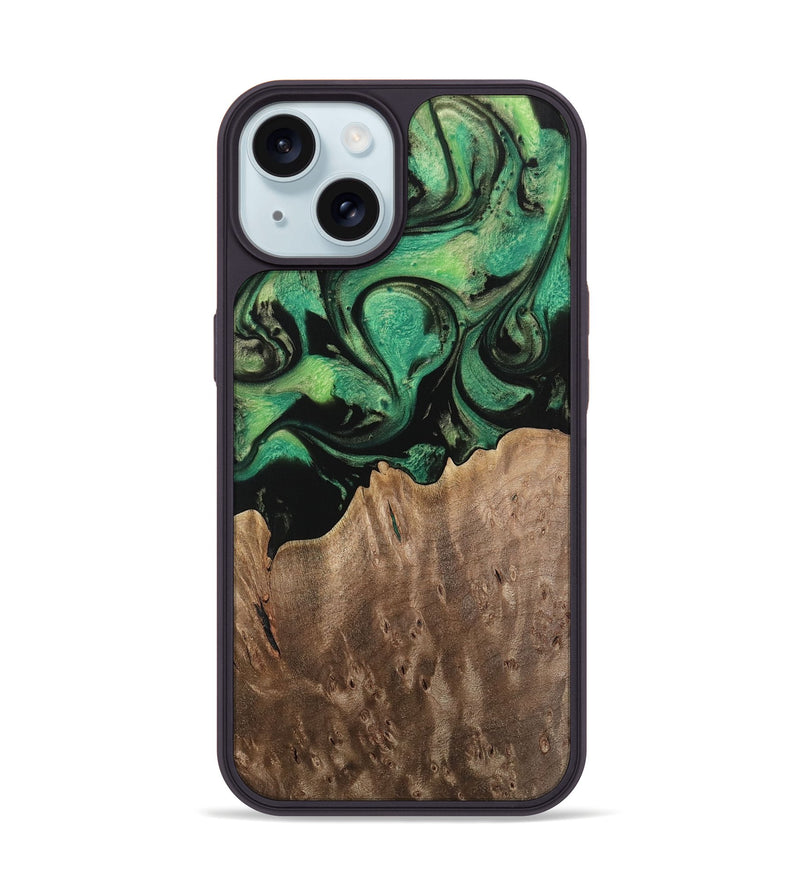 iPhone 15 Wood Phone Case - Odille (Green, 741781)