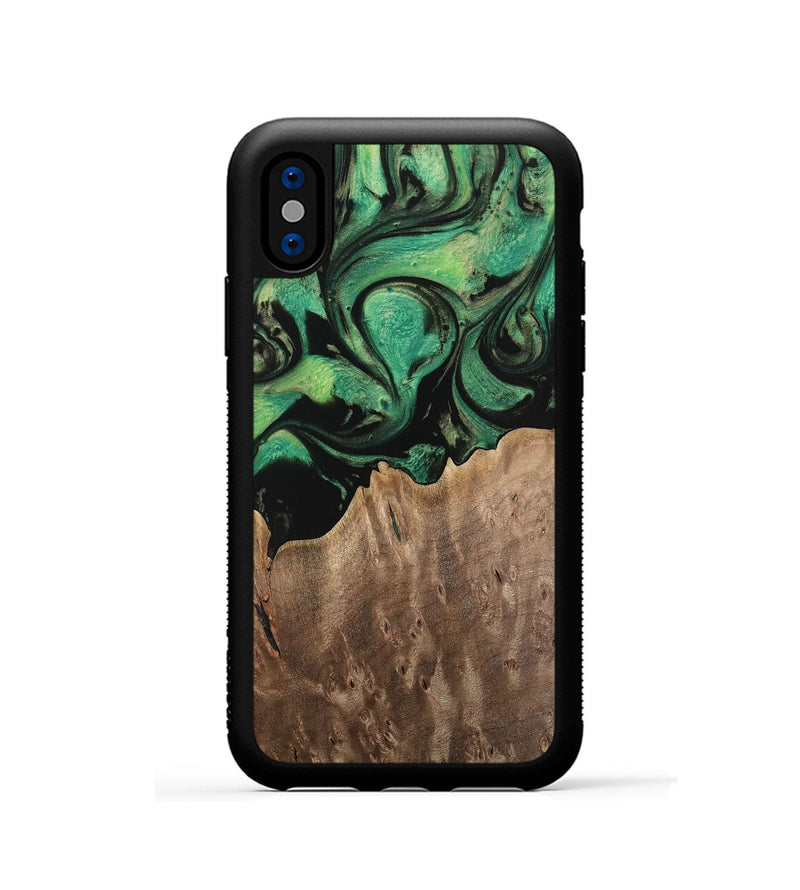 iPhone Xs Wood Phone Case - Odille (Green, 741781)