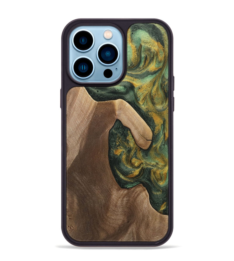 iPhone 14 Pro Max Wood Phone Case - Wandie (Green, 741787)