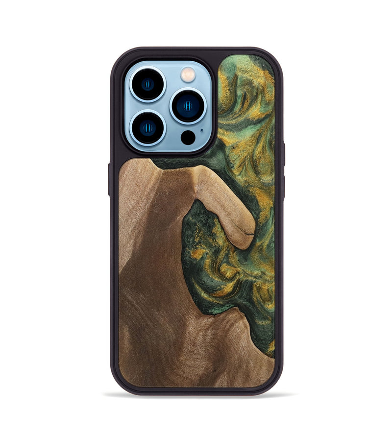 iPhone 14 Pro Wood Phone Case - Wandie (Green, 741787)