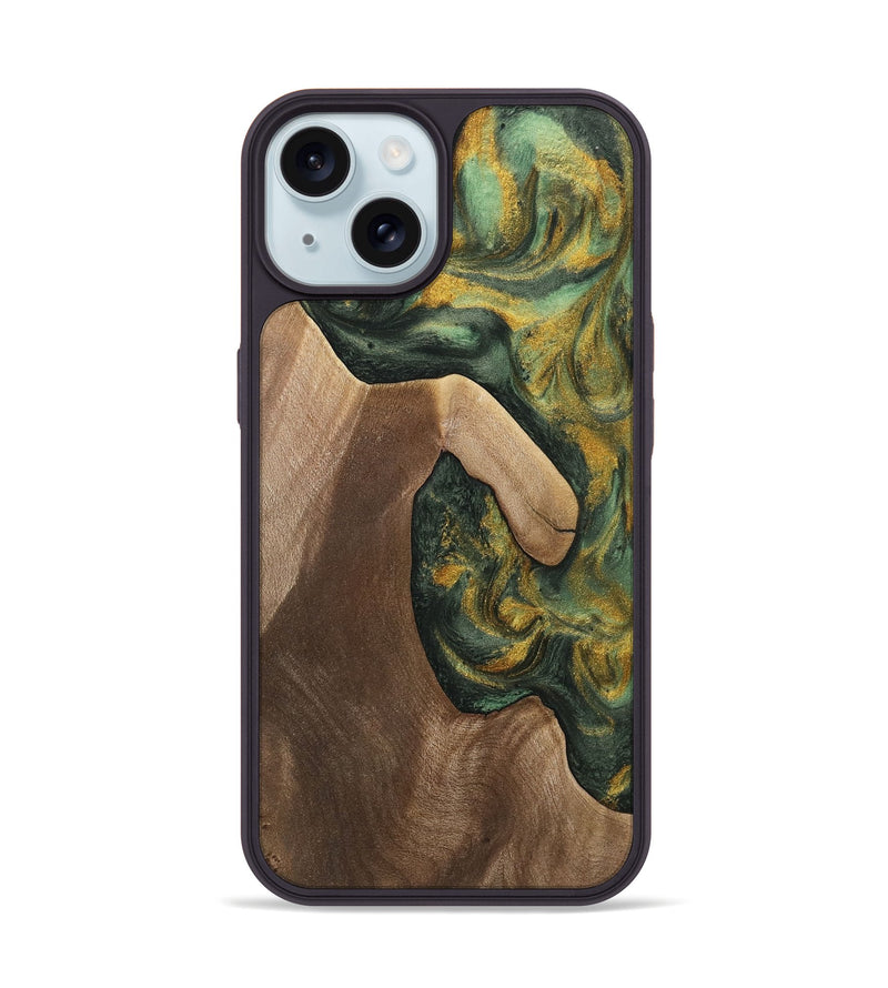 iPhone 15 Wood Phone Case - Wandie (Green, 741787)