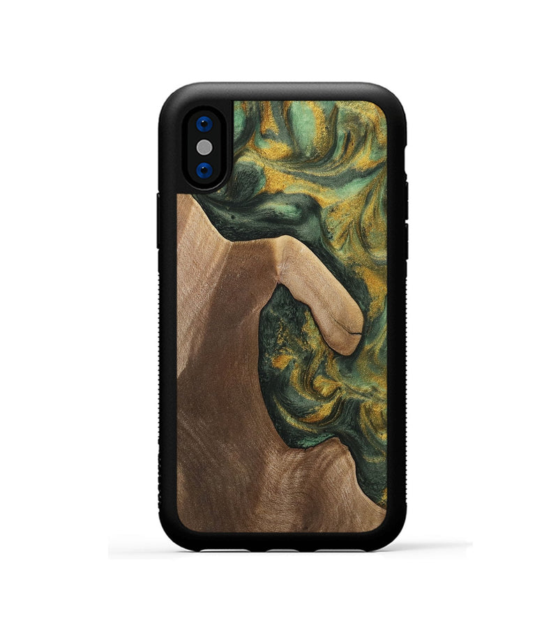 iPhone Xs Wood Phone Case - Wandie (Green, 741787)