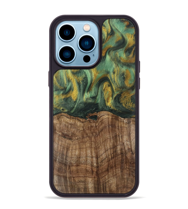 iPhone 14 Pro Max Wood Phone Case - Nicole (Green, 741799)