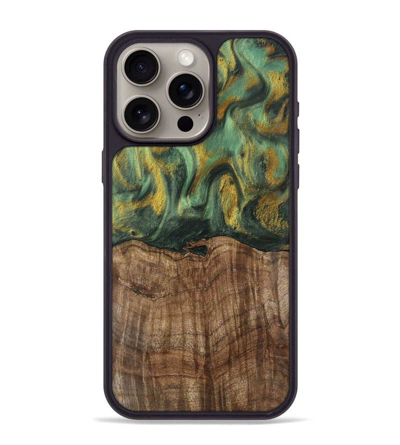 iPhone 15 Pro Max Wood Phone Case - Nicole (Green, 741799)