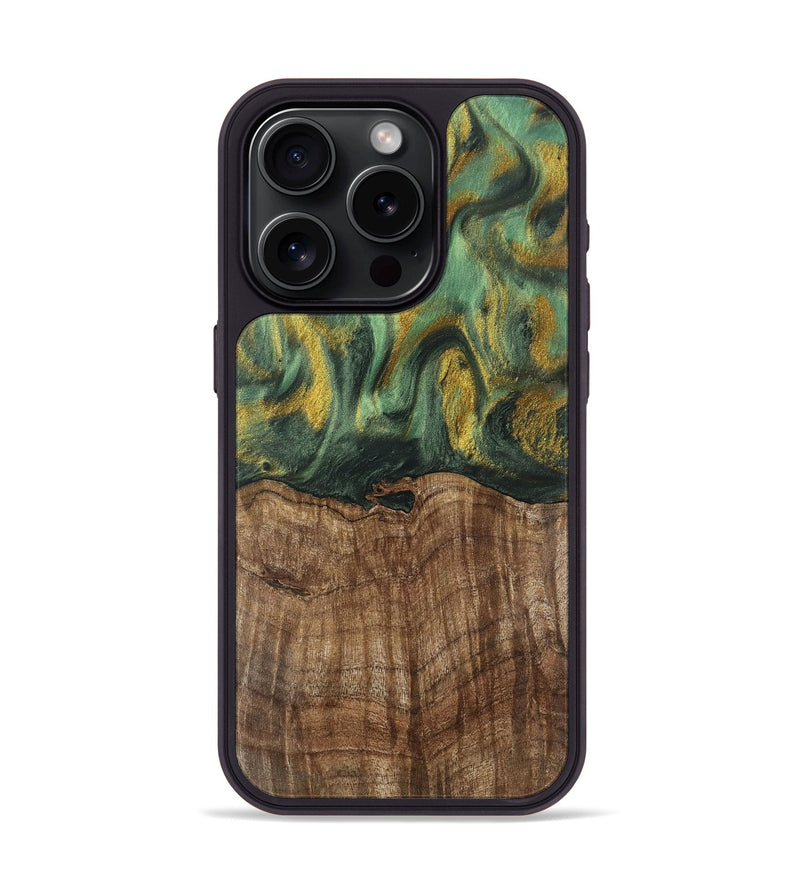 iPhone 15 Pro Wood Phone Case - Nicole (Green, 741799)