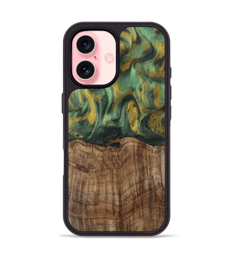 iPhone 16 Wood Phone Case - Nicole (Green, 741799)