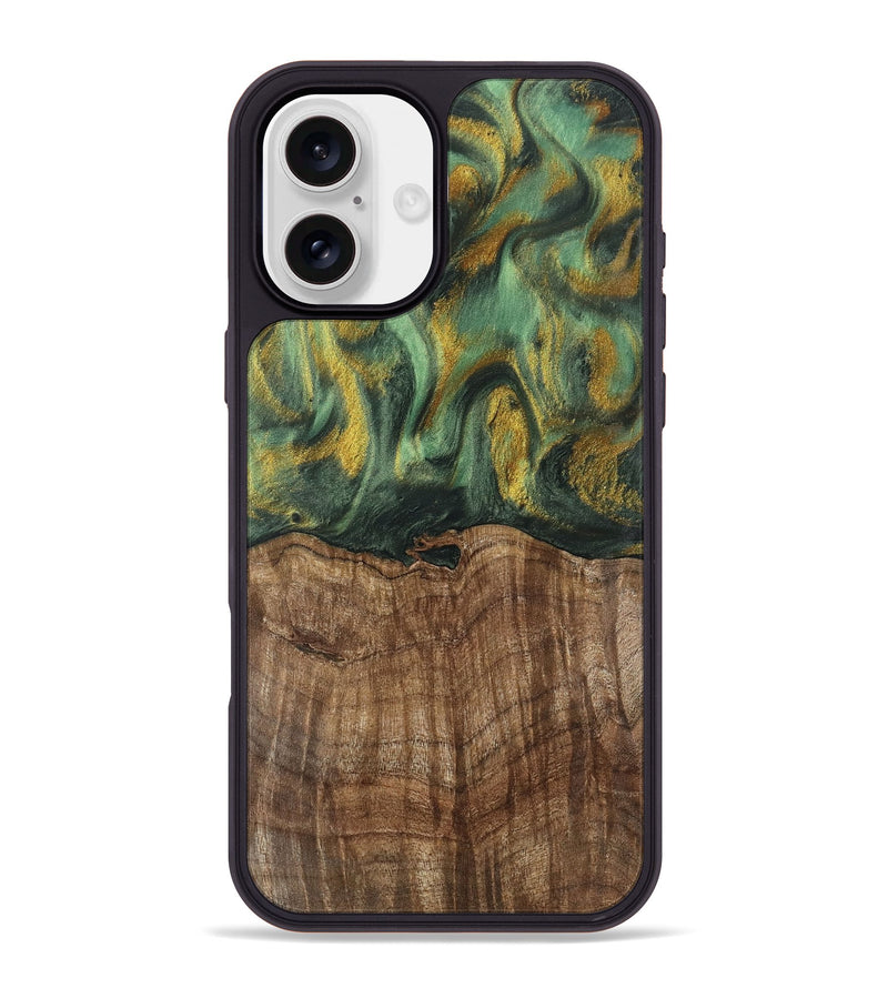 iPhone 16 Plus Wood Phone Case - Nicole (Green, 741799)