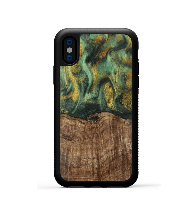 iPhone Xs Wood Phone Case - Nicole (Green, 741799)