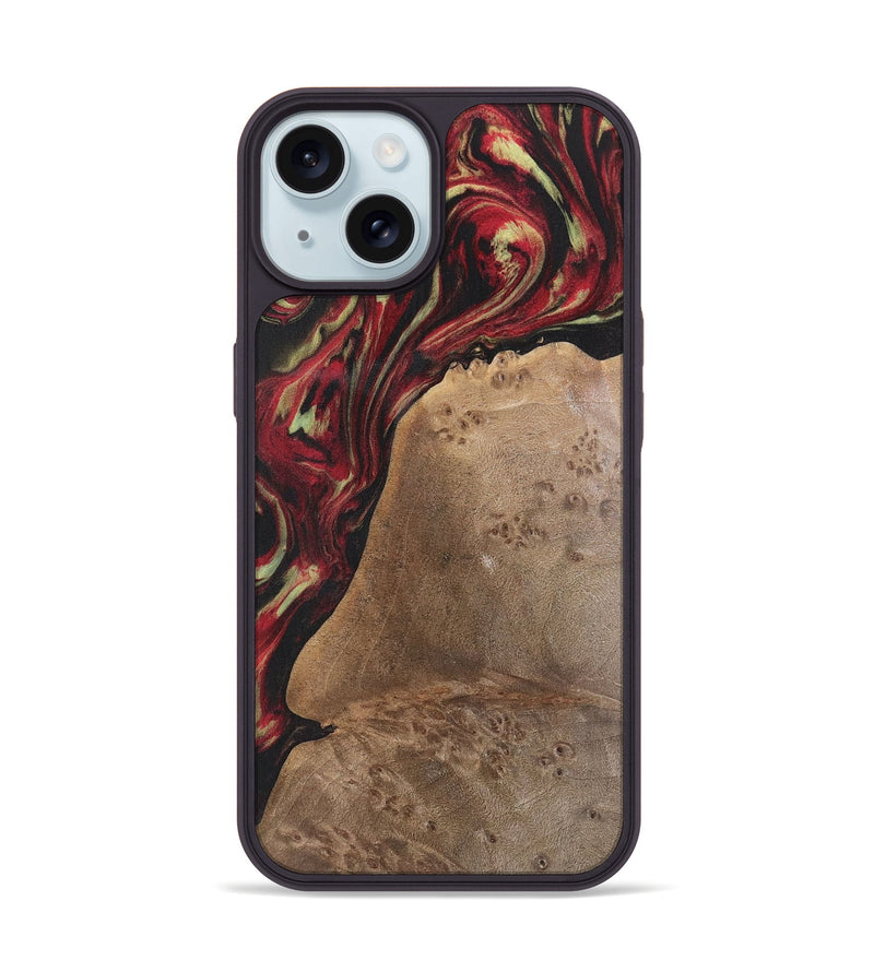 iPhone 15 Wood Phone Case - Denzel (Red, 741801)