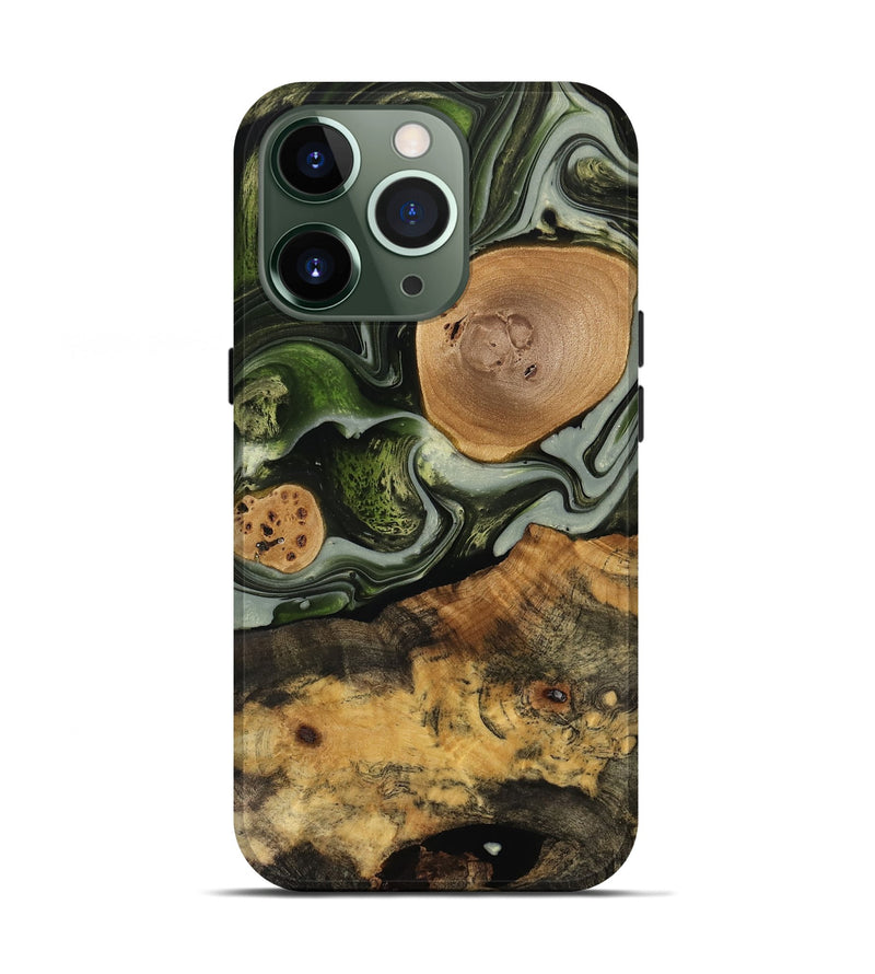 iPhone 13 Pro Wood Live Edge Phone Case - Elba (Green, 741810)