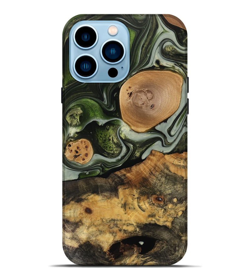 iPhone 14 Pro Max Wood Live Edge Phone Case - Elba (Green, 741810)