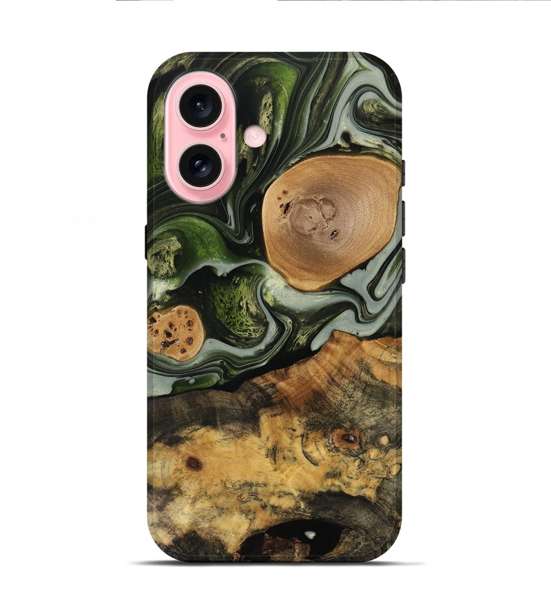 iPhone 16 Wood Live Edge Phone Case - Elba (Green, 741810)