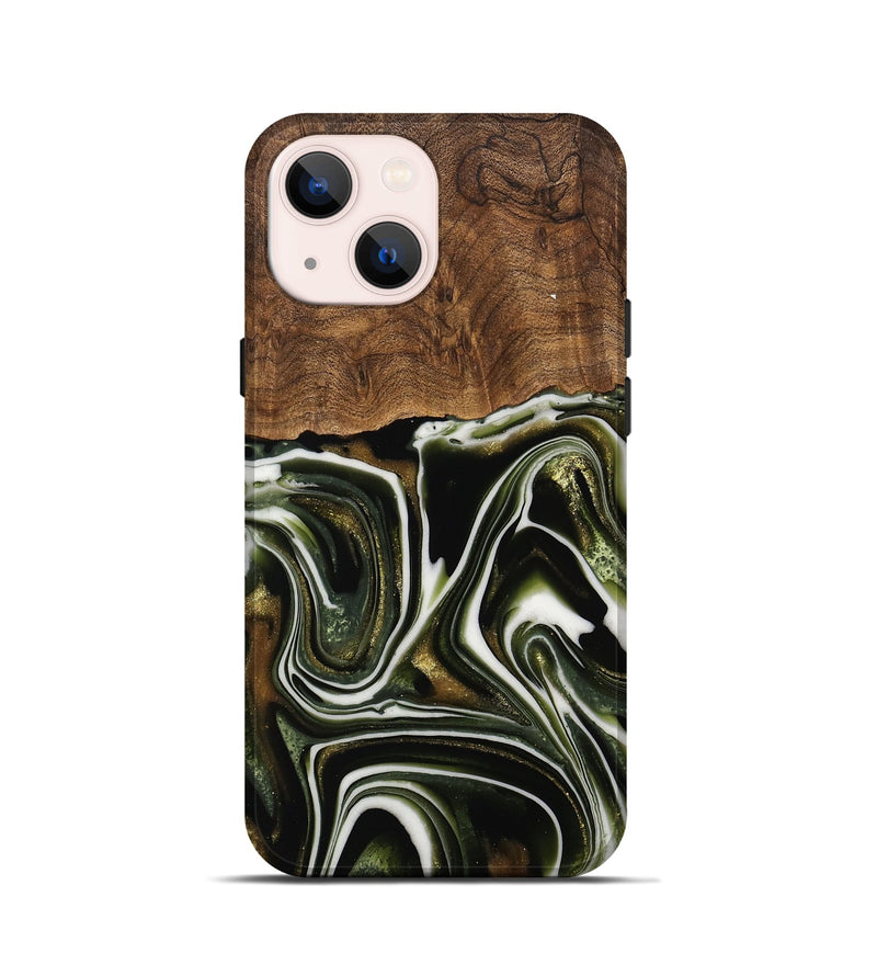 iPhone 13 mini Wood Live Edge Phone Case - Jorie (Green, 741811)