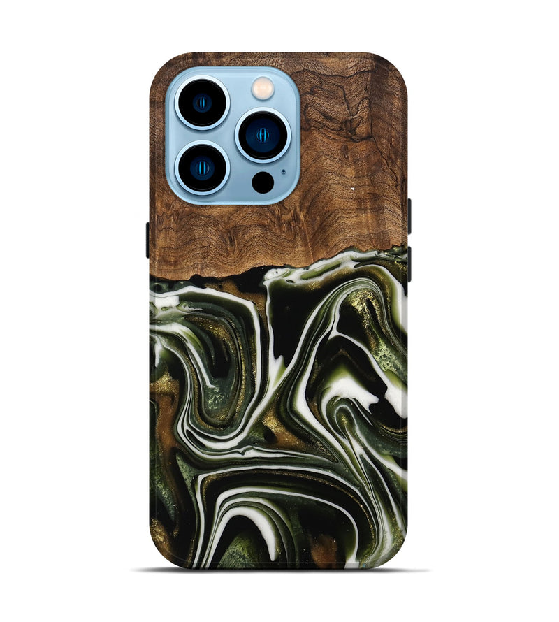 iPhone 14 Pro Wood Live Edge Phone Case - Jorie (Green, 741811)