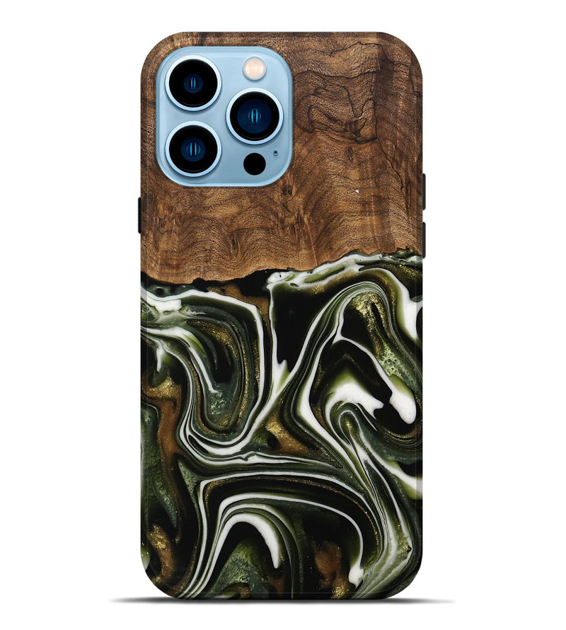 iPhone 14 Pro Max Wood Live Edge Phone Case - Jorie (Green, 741811)