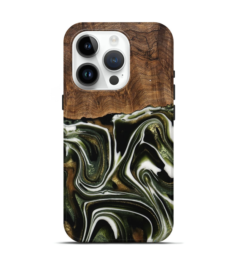 iPhone 15 Pro Wood Live Edge Phone Case - Jorie (Green, 741811)