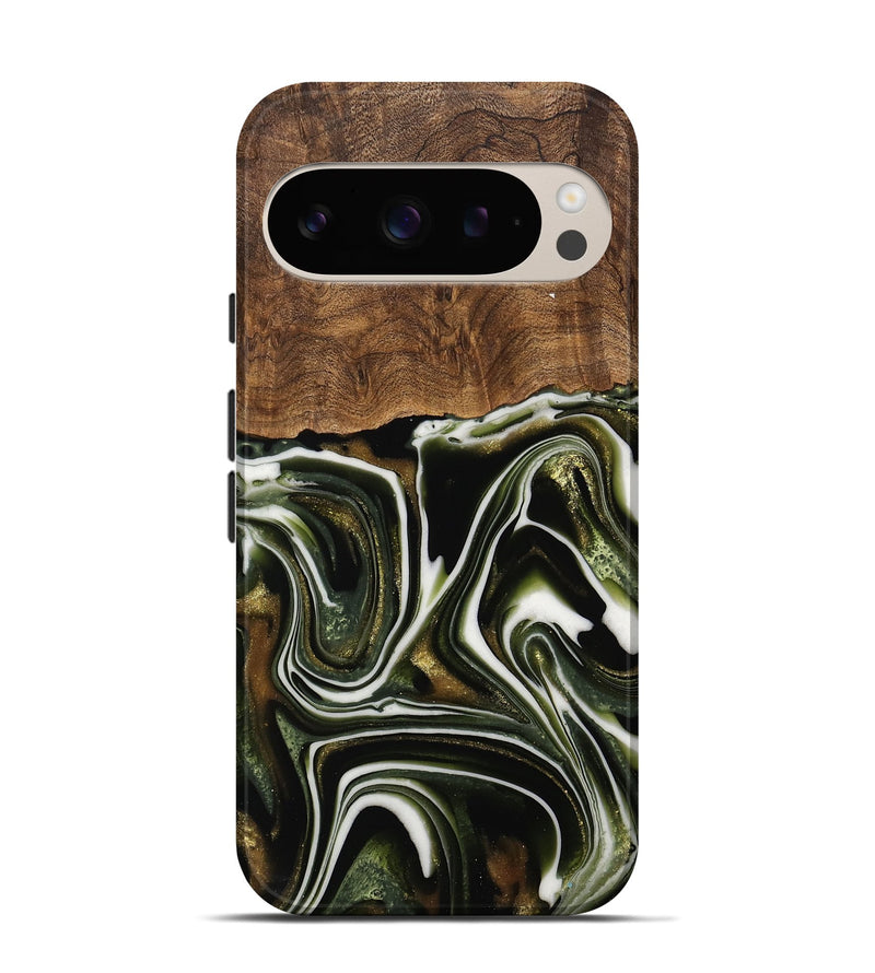 Pixel 9 Pro Wood Live Edge Phone Case - Jorie (Green, 741811)