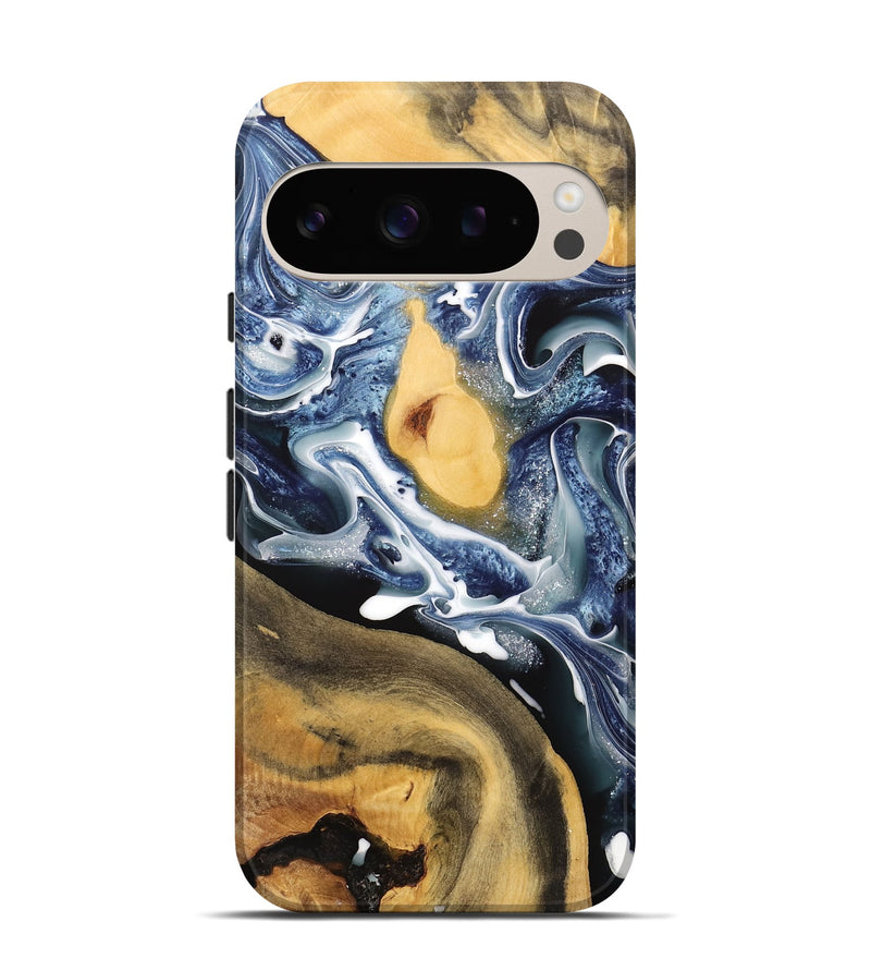 Pixel 9 Pro Wood Live Edge Phone Case - Horatio (Blue, 741812)