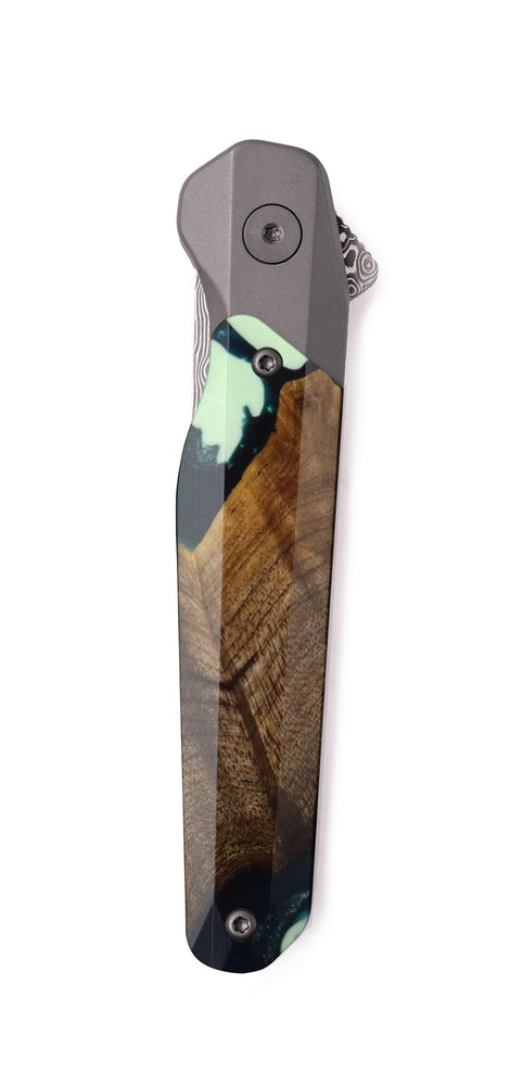 Live Edge Wood Pocket Knife - Andy (Green, 741839)