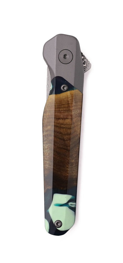 Live Edge Wood Pocket Knife - Wendell (Green, 741845)