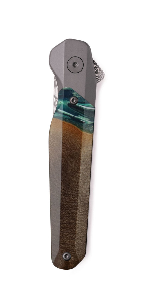 Live Edge Wood Pocket Knife - Mackenzie (Green, 741866)