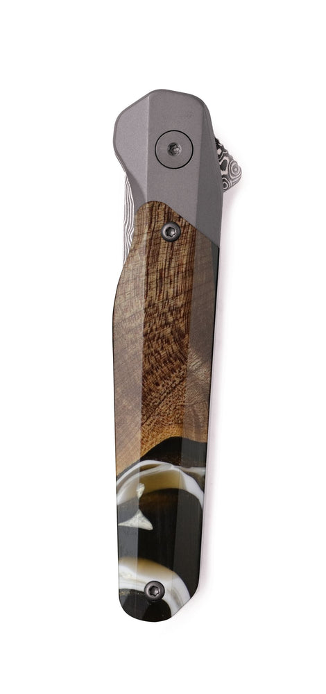 Live Edge Wood Pocket Knife - Savanna (Black & White, 741875)