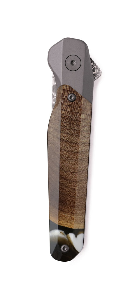 Live Edge Wood Pocket Knife - Alicia (Black & White, 741876)